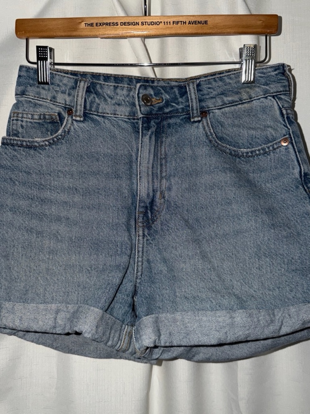 H&M Light Blue Rolled-Hem Denim Shorts